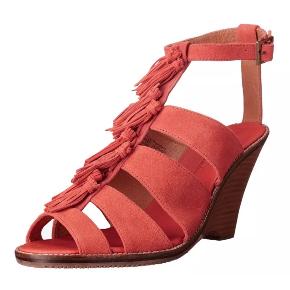 Tommy Bahama Coral Suede Tassel Wedge Sandals